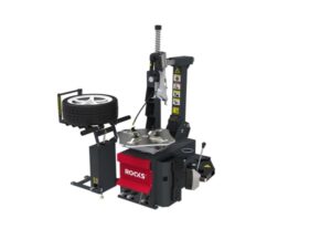 DeepL Pro 04.09, 14:19 ROOKS Automatische Reifenmontiermaschine, schaufelloses System, Montagetisch bis 26", Hebebühne 2B, 400 V